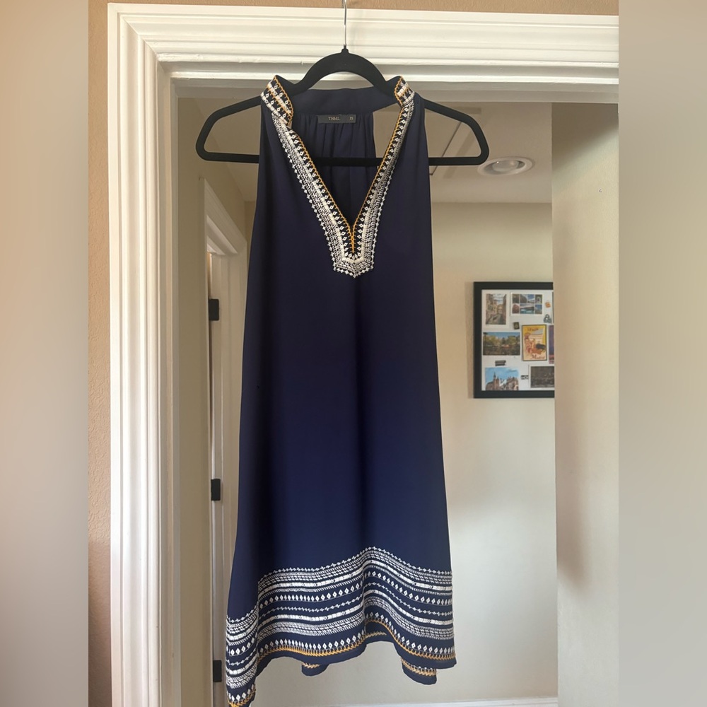 THML Navy Dress with Gold Accents
